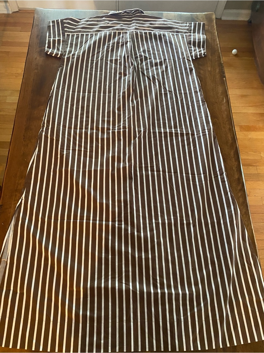 LOFT Brown and White Vertical Stripe Button-Down Shirt - Picture 2 of 5